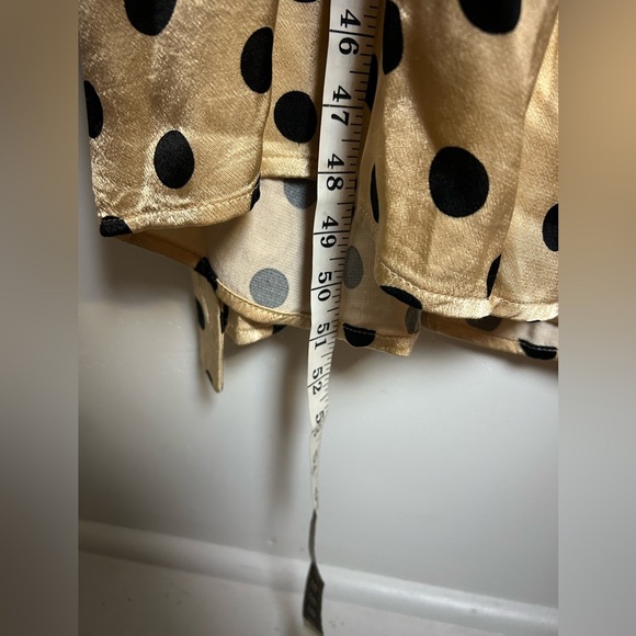 Zara Blogger Fave Gold Polka Dot satin Wrap Midi Dress  Small S Fall Minimalist - Picture 8 of 14